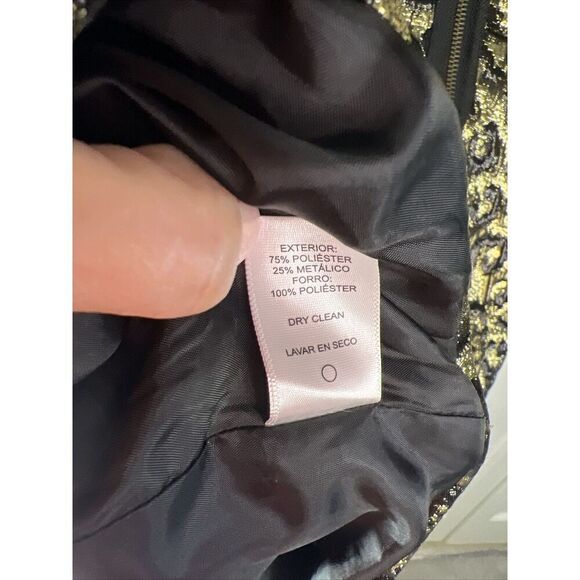 Black Gold Metallic Leopard Dress French Connection Shift Dress Size 4 - Picture 8 of 9